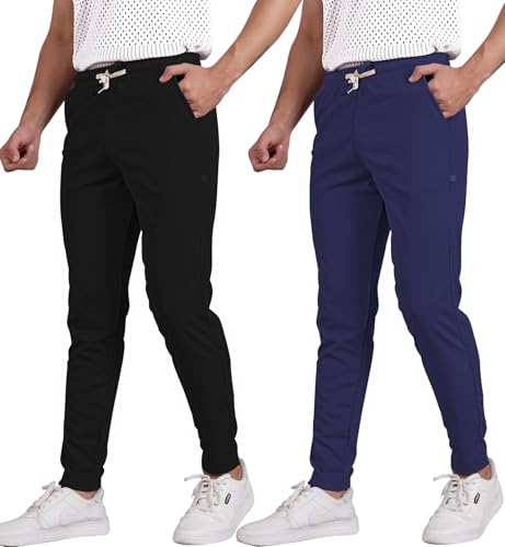 Image of Septem Men's Cotton Blend Track Pants for Active Lifestyles, Stylish Design Comfortable and Versatile Active Wear Combo Pack of 2|81