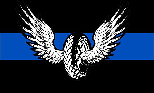 Thin Blue Line Flag with Winged Tired Logo Sticker (Wings ...