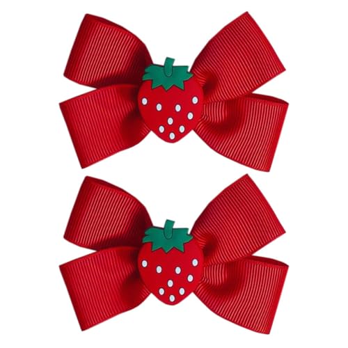 Pinzas para el cabello con moño de fresa rojo, pack de 2 miniatura 1