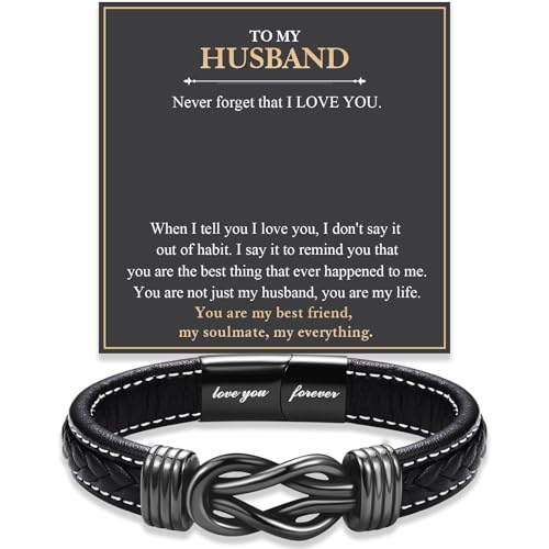 Pulsera de cuero Love You Forever para hombres miniatura 1