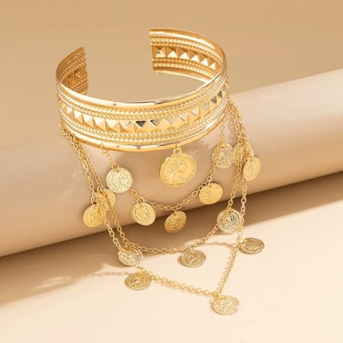 Gold/Silver Plated Upper Arm Cuff Bracelet for Women, Minimalist S-shaped Sexy Harness Armlet Adjustable Upper Arm Chain Bangle Arm Band for Women4