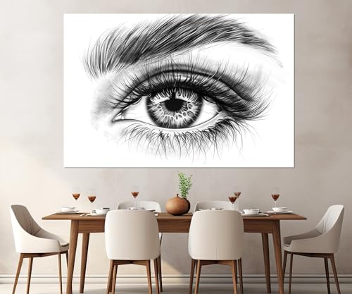 Affiche œil noir et blanc | Toile d'art mural abstrait tendance pour studio 50x75cm