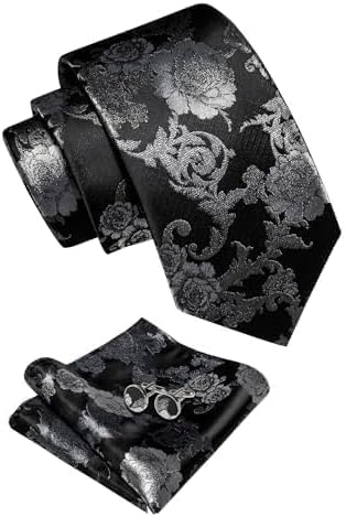 Paisley Tie Sets Floral Necktie Handkerchief Cufflinks Set Silk Woven Ties Business Wedding Party - Image 2