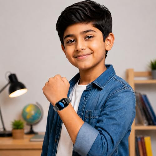Image of SeTracker 'L1 Lite' Kids Smart Watch for Boys Girls | 4G /5G SIM Support, Video Calling, Location Tracker | App Control, Safe Zone Alert, SOS, Voice Chat | Smartwatch for Kids - Black