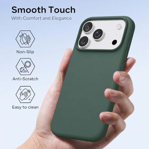 Image of DIZORO Compatible with iPhone 17 Pro Max / 18 Pro Max Case, Liquid Silicone 3 Layers Full Covered Soft Gel Rubber Phone Case,Shockproof Protective Cover with Anti-Scratch Microfiber Lining- Forest