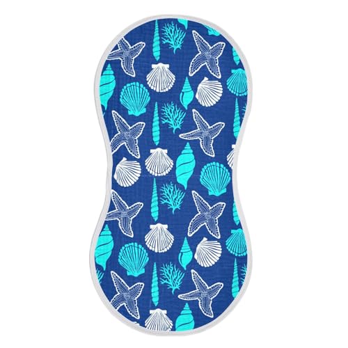 Starfish Coral Marine Blue Baby Burp Cloths Absorbent Cotton Burp Cloths Rags Burping Clothes for Babies Burp Cloth Baby Bibs Washcloths for Baby Boy Girl Wipes 22x11IN,2 Pack2