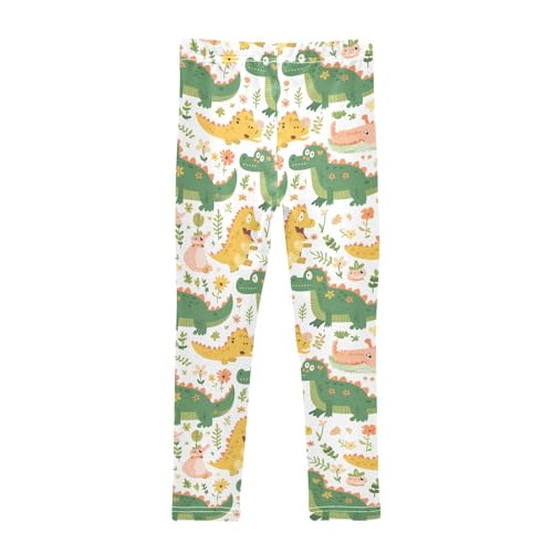 KLL Cute Cartoon Crocodile Alligator Toddler Girls' Legging Stretch High Waisted Workout Pants Sports2