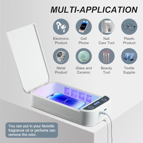 Soiiw Nail Tool Sterilizer Box Portable with Blue Light,USB Sterilizer Cleaning Box for Nail Salon, Tweezers, Jewelry, Phone, Manicure Tools