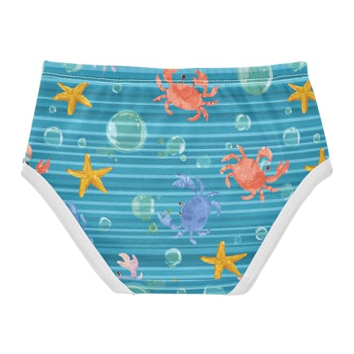 Wusikd Colorful Crabs Starfish Girls' Underwear Cotton Blue Stripe Girls Briefs Soft Toddler Underwear 2T2