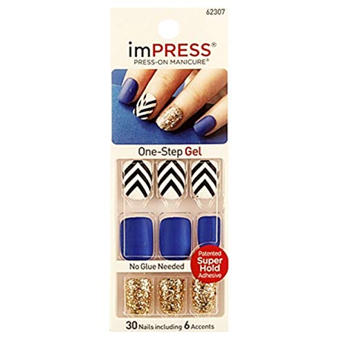 Kiss imPress Press-On Manicure Short Length Nails # 62307 Swept Away