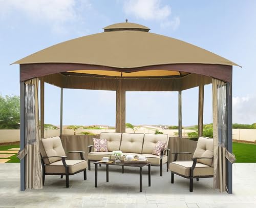 SCOCANOPY 10' x 12' Clear Window Gazebo Privacy Curtain Set for 10X12 Gazebo,(Beige) - Image 6