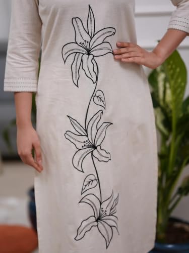 Image of FABNEX Kurta Set for Women | Women Printed Kurti Set | V Neck Straight Kurta with Pant | Ethnic Ladies Wear | Stylish Daily Outfit | Comfortable Suit | Party Dress Apparel (K-263-264)