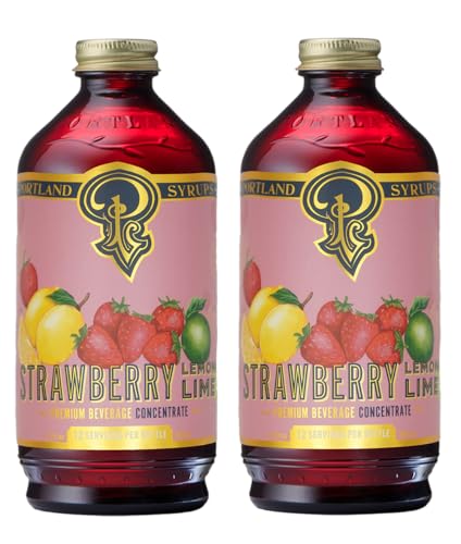Portland Syrups Strawberry Lemon Lime Syrup, 12 oz, 24 Servings, Pack of 2