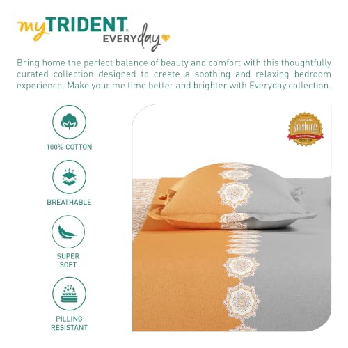 Image of Mytrident Bedsheet for Double Bed Queen Size |90 Inches x 100 Inches | Meadow Brown