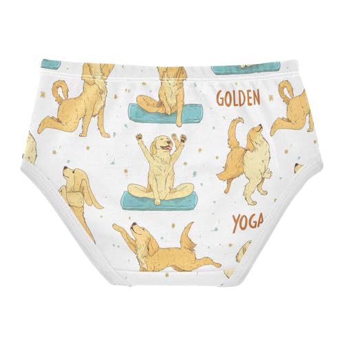 Wusikd Golden Retrievers Girls' Underwear Cotton Doing Yoga Girls Briefs Soft Toddler Underwear 2T2