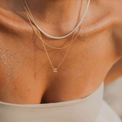 Initial Necklaces for Women Trendy, Dainty Gold Letter Necklace Tiny A-Z Pendant, 14K Gold Plated Cute Personlized Name Chain Gold Jewelry Necklace for Women Gift2
