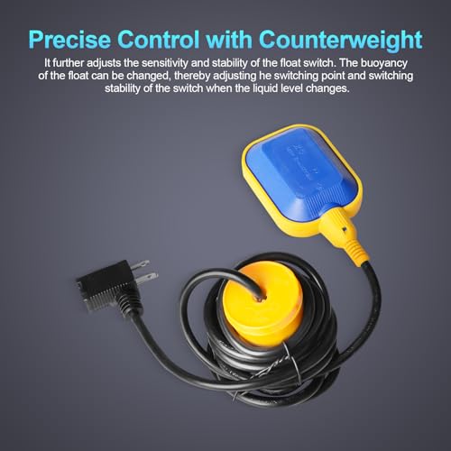 OELFFOW (With Counterweight) Sump Pump Universal Tethered Float Switch AC 15A 110~250V Piggyback Style Plug with 10 Feet Cord, Used in Sewage Pump, Water Tank, Septic Tank Pump, etc. by OELFFOW - Used condition - Image 7