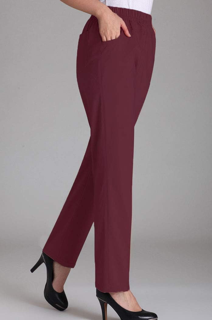 Soojun Womens Summer Elastic Waist Comfy Stretch Pull On Pants - Image 2