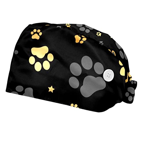 Couvre-chef unisexe et chapeaux de travail motif patte de chien pour hommes femmes, 2pcs