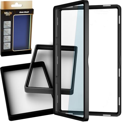 (3-Pack) SellCCG PSA Slab Shell Case Graded Card Guard PSA, TAG & CGC Metal Magnetic UV Protection Glass Display Bumper Box Protector (Black)