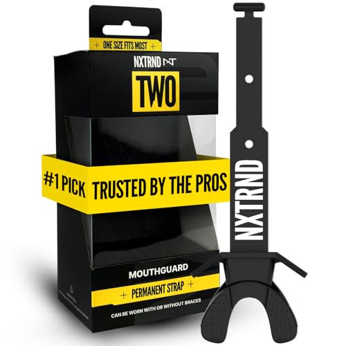 Nxtrnd Two Football Mouth Guard, Football Mouthpiece with Strap, Fits Adult & Youth (Black)
