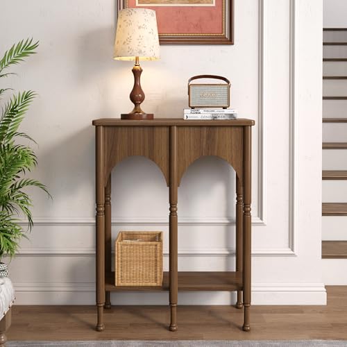 Topbele Console Table with Storage Shelf, 28" Retro 2-Tier Entryway
