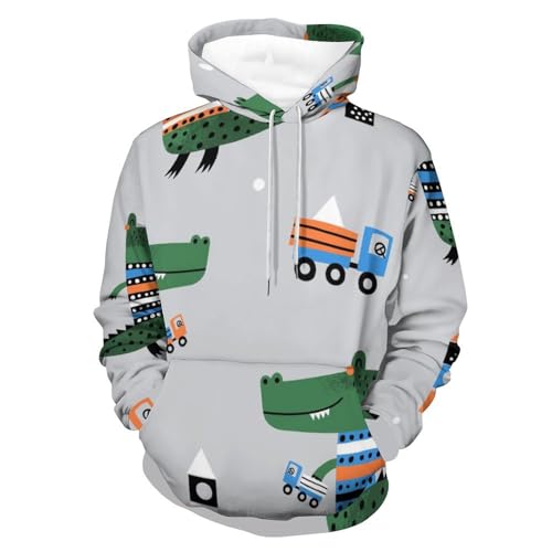 Sweatshirt Carnet de Crocodile avec capuche et manches longues, le pull chaud unisexe taille S