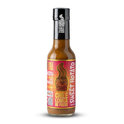 Image of Chile Lengua de Fuego Sweet Hotato - Roasted Sweet Potato & Scotch Bonnet Hot Sauce, Sweet Smoky Gourmet, 5 oz Bottle (Pack of 1)