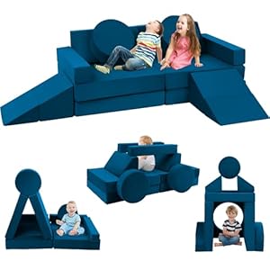 Toddler Couch Kids Sofa Modular 18pcs Children Couches Building Fort Convertible Foam Playing Cushion Creative Playroom Floor Furniture for Baby 1 3 to Teen Sofa and Play Set