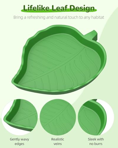 image for Pawfly 2 Pcs Leaf Reptile Water Dish, Reptile Water Bowl, Tortoise Hab