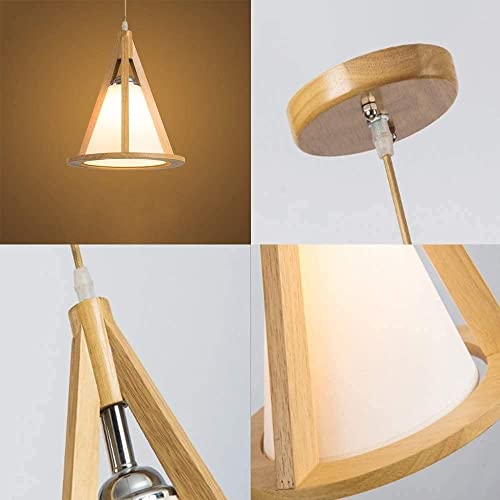 Lámpara colgante de triángulo simple con madera creativa y acrílico 5