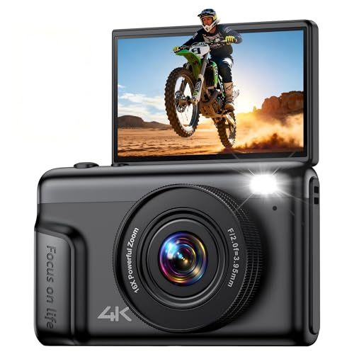 4K Appareil Photo Numérique Compact: 64MP Digital Camera avec 16X Zoom IPS Écran Rabattable Camescope - Cadeau pour Débutants Enfant Adolescent - Vintage Caméra Vlog Garçon Fille