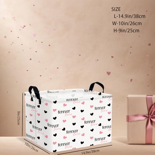 Image of Cute Heart Valentine's Day Basket Gifts Empty Storage Basket for Kid and Baby Room Decor (Love for Ever Black Pink Heart)
