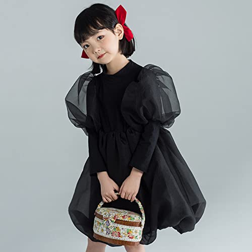 Girls Summer Skirt Dress Fashion Puffy Sleeve Chiffon Black Long Sleeve Princess Dress Birthday Gift Dresses4