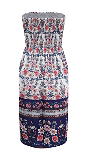 Image of Zyyfly Strapless Dress for Women Summer Beach Boho Smocked Tube Top Dress