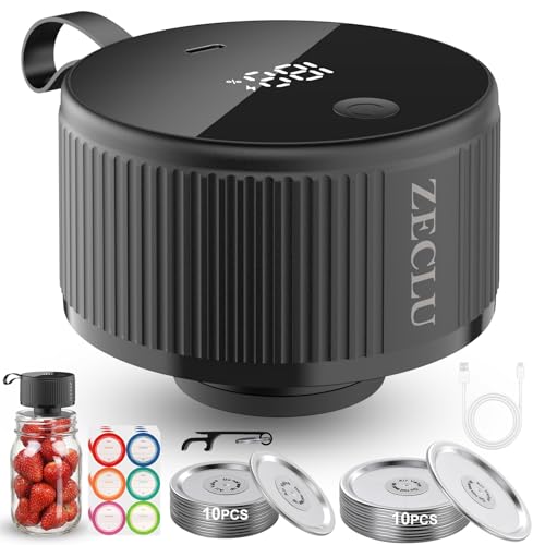 ZECLU Electric Mason Jar Vacuum Sealer Kit, Automatic Jar Sealer ...