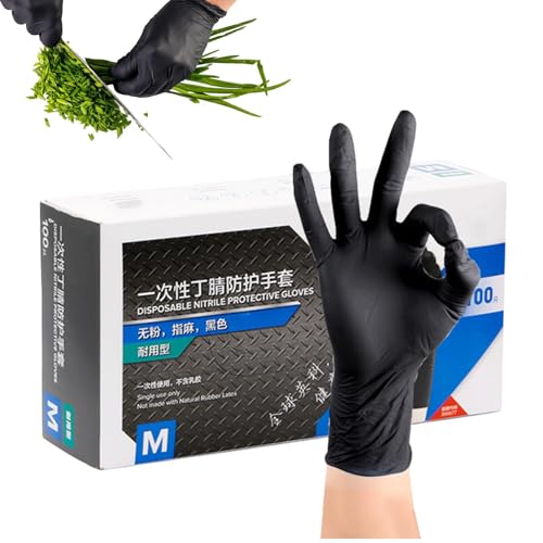 Guantes de nitrilo, guantes de látex, guantes de nitrilo, guantes de nitrilo, 100 guantes de nitrilo negros seguros para alimentos, guantes desechables para la cocina, el hogar