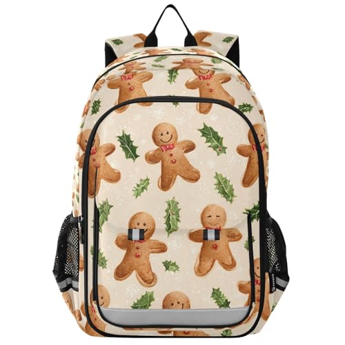 Bolaz Kids' School Backpack with Safety Reflectors Strip,Great for Boys & Girls Ages 6–12,Humanoid Biscuit Leaves Pattern