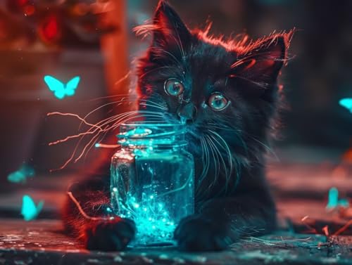 Diamond painting papillons de chat 5D, le kit créatif idéal à offrir en cadeau de Noël