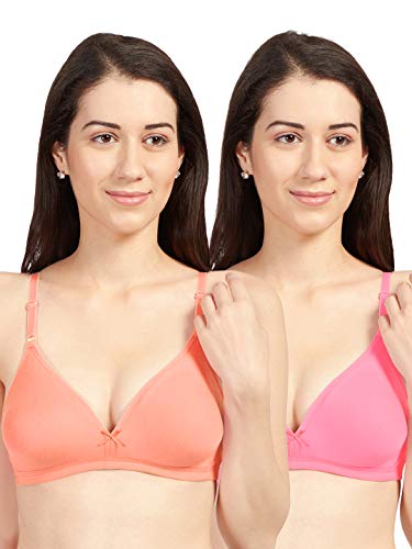 Image of SONARI Omania Womens Non-Padded Cotton Polyester Bras - Solid, Non-Wired, Medium Coverage, Hand Washable (Pack of 2)
