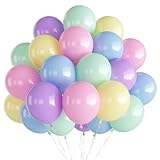 Pastel Balloons 12 inch，65Pcs Pastel Balloon Colors Macaron Colour Balloons Rainbow Birthday Party Decorations， Wedding, Bridal Shower, Baby Shower, Spring, Unicorn Anniversary Party Decorations