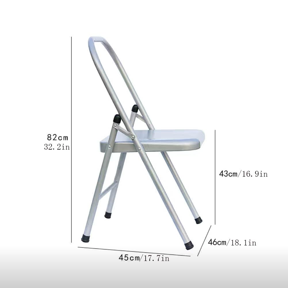 Pieghevole Sedia Equilibrata da Yoga,Poltrona Ausiliaria Multifunzione Iyengar Yoga,Pilates Sedia,Pieghevole ausiliaria Yoga,Strumento di Allenamento per Forza,Silver white-82cm×43cm