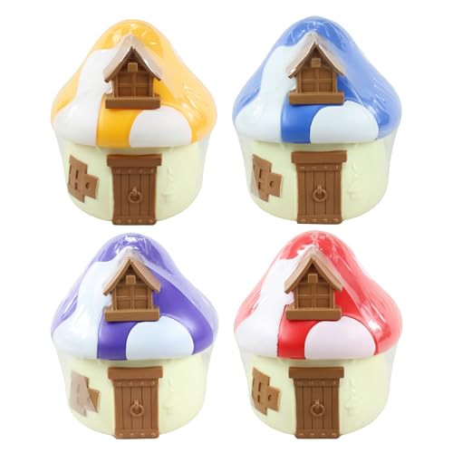 The Smurfs Mushroom House - Cajas ciegas de personajes y accesorios de 6 cm, 12 personajes para coleccionar, (paquete de 4)