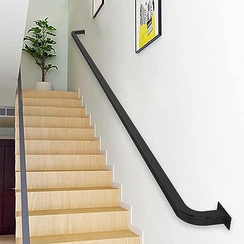 Pasamanos negro para escaleras de interior y exterior, pasamanos de escalera con soportes de pared de hierro forjado y tornillos de metal, pasamanos de 1m 1.5m 2m 2.5m 3m barandilla de escalera ( Size