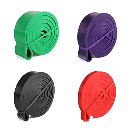 Bandes de Résistance avec 4 Niveaux Différents, Bande Élastique en Latex Naturel, Bande d’ Exercice pour Yoga, Pilates, Entraînement d’Étirements et Musculaire Cover