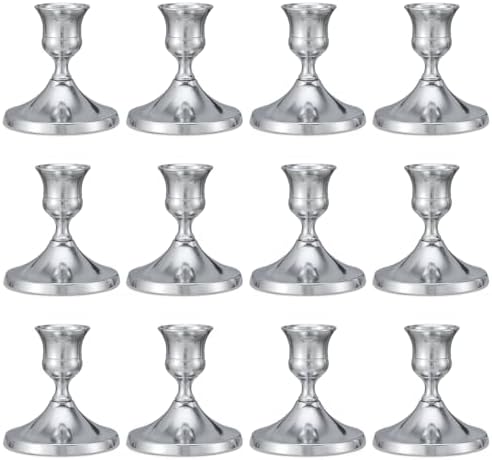 12 Pcs Silver Taper Candle Holders Vintage Candlesticks Holder fo...
