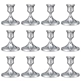 12 Pcs Silver Candle Holders, Silver Candlestick Holders Set for Table Centerpiece, Vintage Taper Candle Stand, Home Decor, Weddings, Festival and Dining Parties (Sliver)
