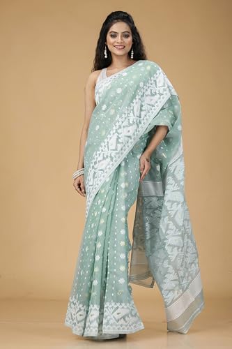 Image of OISHANI SAREE GHOR Women's Traditional Bengal Cotton Silk Soft Jamdani Saree - Beautiful design and Quality - Without Blouse Piece