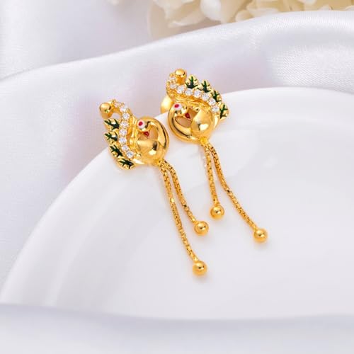 Image of ZAVYA 925 Sterling Silver Cubic Zirconia Circular Gold Plating Earrings | | Gift for Women and Girls | With Certificate of Authenticity and 925 Hallmark