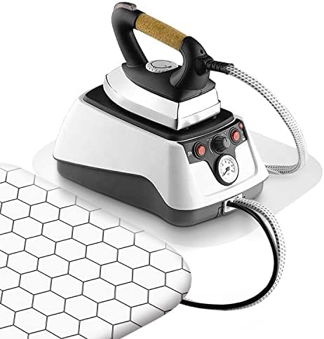 Amazing Tour Lightweight Ironing Board - 110 x 30cm Table Folding Metal Iron,Lightweight Iron Board Rack Foldable Non Slip Adjustable Height, White Cellular Grid